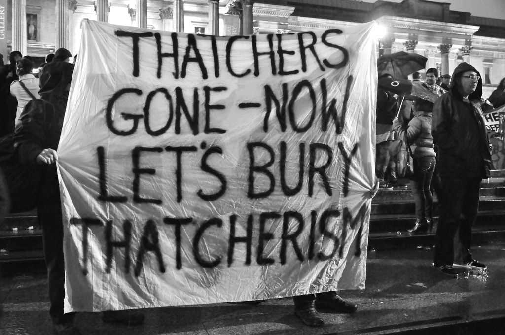 Thatcher death celebrations in Trafalgar Square. By Darren Johnson CC-by-2.0