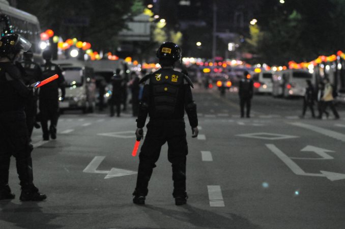 Riot police on the street