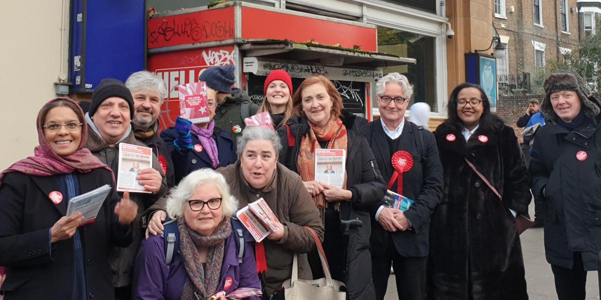 Labour MP Emma Dent Coad with campaigners in Holland Park.