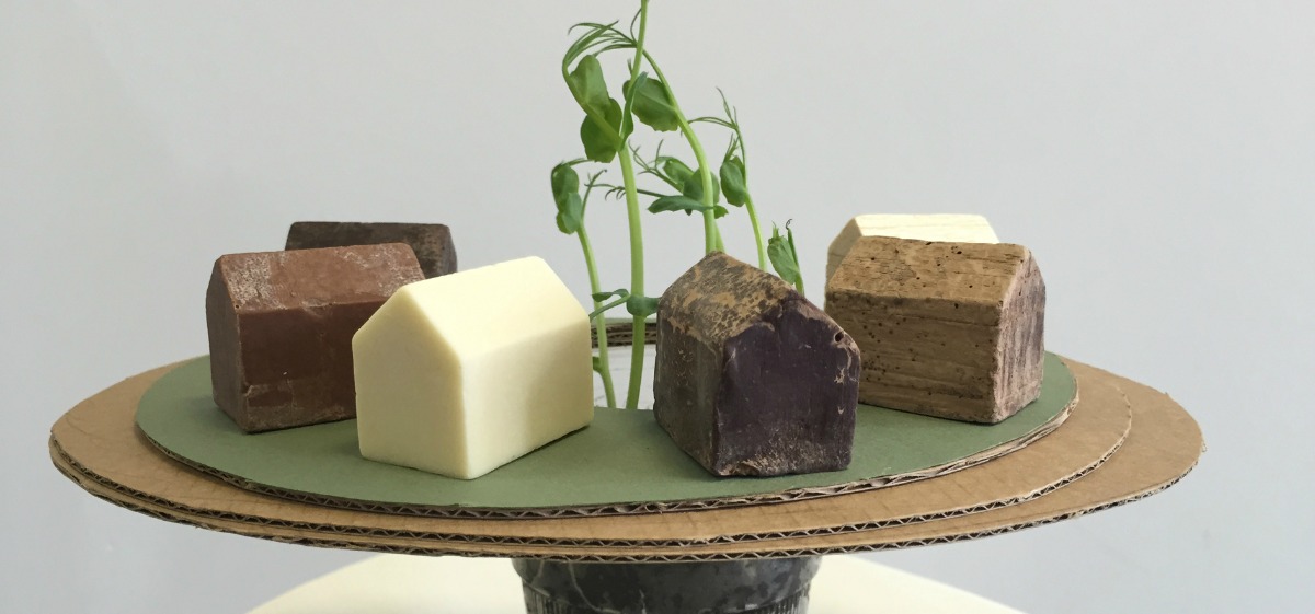 Soap model houses on a table