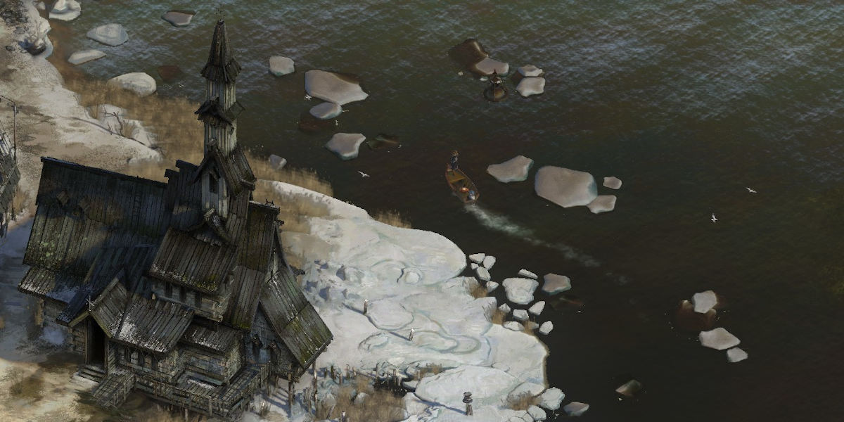 A screenshot from the video game Disco Elysium, showcasing some of the game's dilapidated architecture