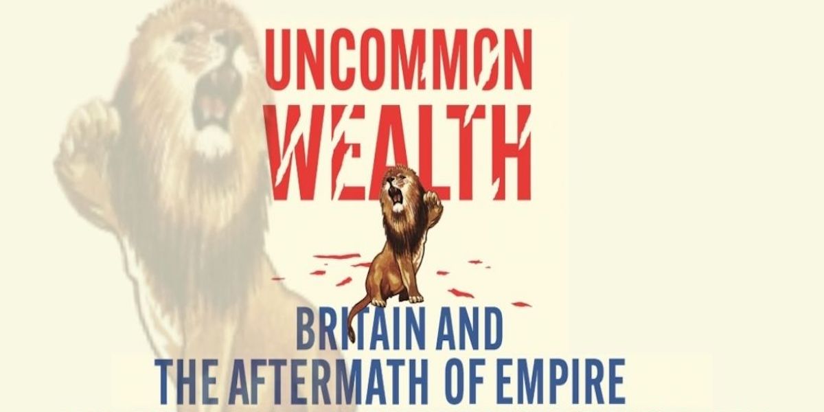 Book cover image of Uncommon Wealth shows a lion roaring