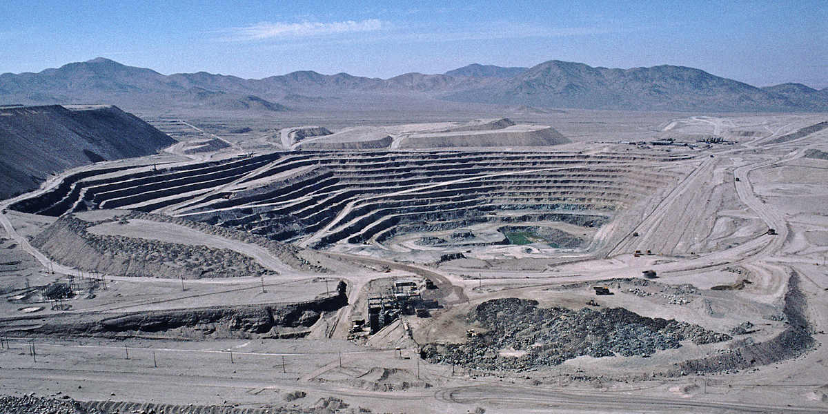 A large, barren quarry used to extract lithium in Chile