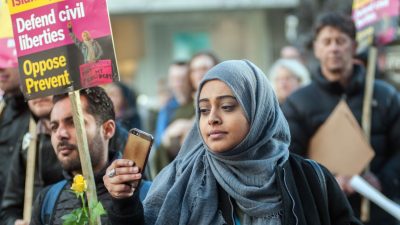 Protesters at rally against anti-Muslim hate crimes