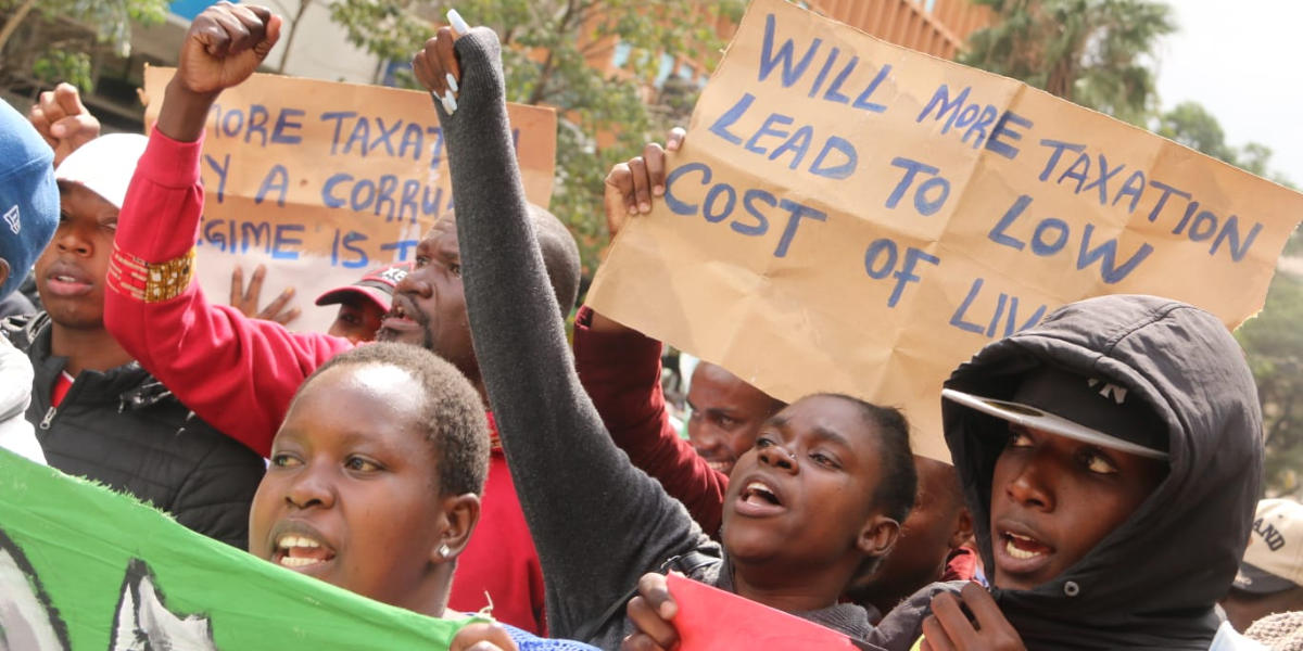 Protestors in Kenya during the 2023 cost of living crisis