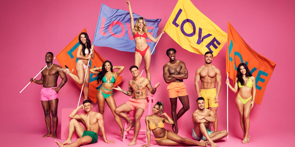 A promotional photo for the 2023 season of Love Island featuring the show's cast.