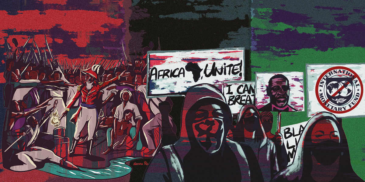 Illustrations of revolutionary moments in Pan-African history