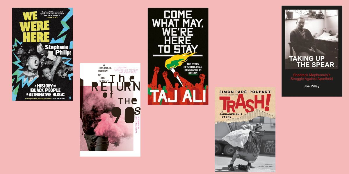 A collage on a pink background showing the covers of the books listen in order in the article